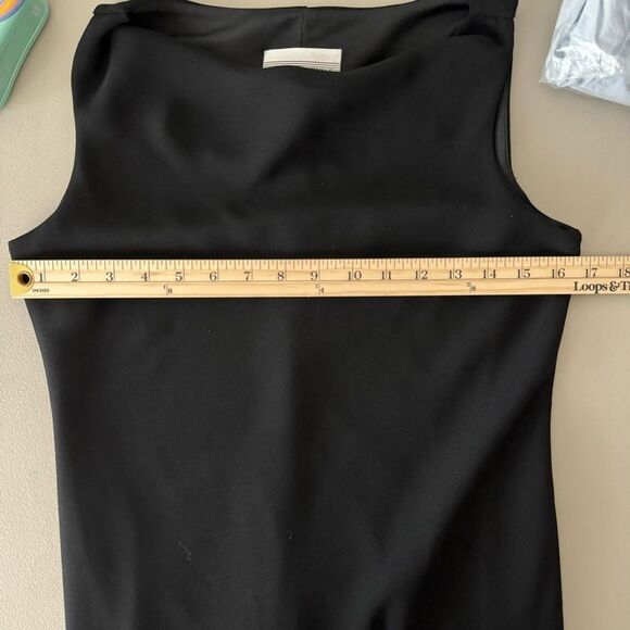 Vintage 90s Y2K Cowl Neck Dress Sz 6 Black Asymmetrical Hem Witchy Fairy Goth - Picture 10 of 11